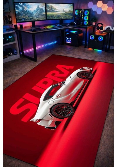 Supra Toyota Halı Dijital Baskı Yıkanabilir Kaymaz Taban Leke Tutmaz Çok Renkli-49