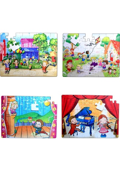 4 Set 96 Parça Tox Oyun Parkı Ve Sahne 5+ Keçe Yapboz 5 Yaş P