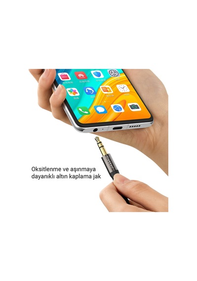 Earldom Aux46 Tak Çalıştır 1m 3.5mm Aux Kablo - Siyah M414