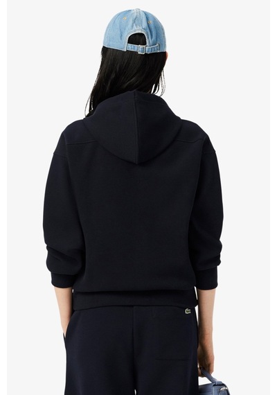 Lacoste Relaxed Fit Womens Sweatshirt Rahat Kesim Organik Pamuk Kapüşonlu Kadın Sweatshirt Lacivert