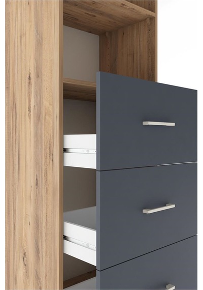 Hyperion Dolap 2 Raflı 3 Çekmeceli 60x44x182 Çam-antrasit Atlas Çam