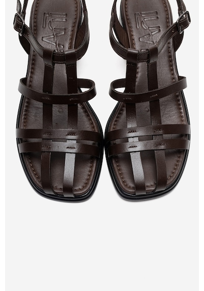 Luvishoes Cıelos Kahverengi Hakiki Deri Kadın Kalın Topuklu Sandalet Kahverengi
