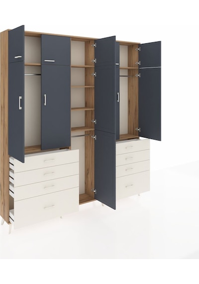 Arges Dolap 8 Raflı 8 Çekmeceli 3 Askılı 220x30x243 Çam-antrasit/aytaşı Antrasıt/aytası Arges Dolap 8 Raflı 8 Çekmeceli 3 Askılı 220x30x243 Çam-antrasit/aytaşı Antrasıt/aytası
