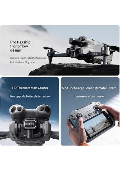 T16 Drone 4k Çift Kameralı Büyük Ekran Kumandalı Wifi Fpv 360 Engel Algılama Katlanabilir Drone-1596