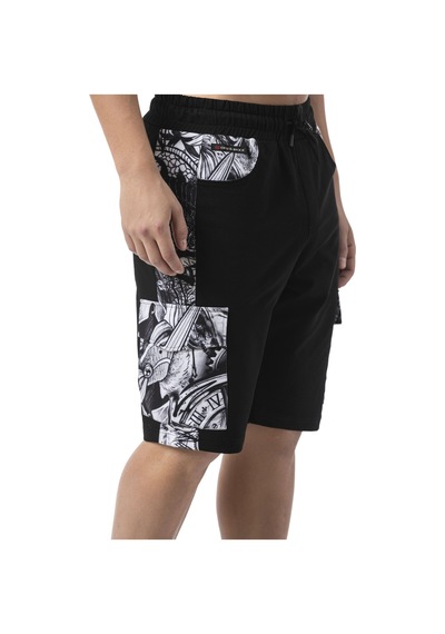 Cipo & Baxx Ck298 Men S Side-print Urban Rebel Denim Capri Siyah