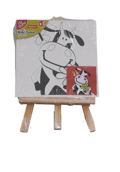 Bu-bu Çerçeveli Tuval Standı Mini 11x11 Cm İnek