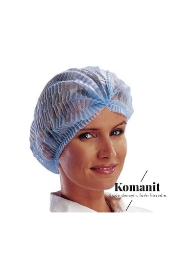 Komanit Tekstil Tek Kullanımlık Mavi Akordeon Bone 50 x 45 CM 100'lü