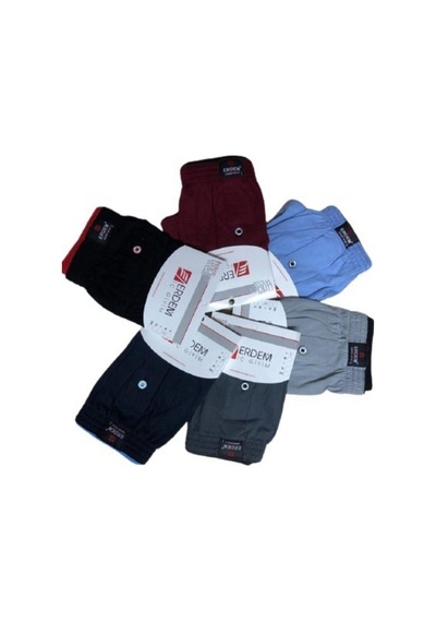 Erdem Erkek Karışık Renk 6'lı %100 Pamuk Penye Boxer Çok Renkli