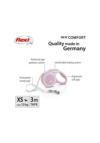 Flexi New Comfort Xs Beden Pembe 3mt Şerit Tasma Çok Renkli