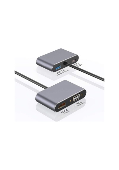 Type-c Hub Dönüştürücü Kablo Hdmı Vga Usb 3.0 Type-c 87w Çoklayıcı