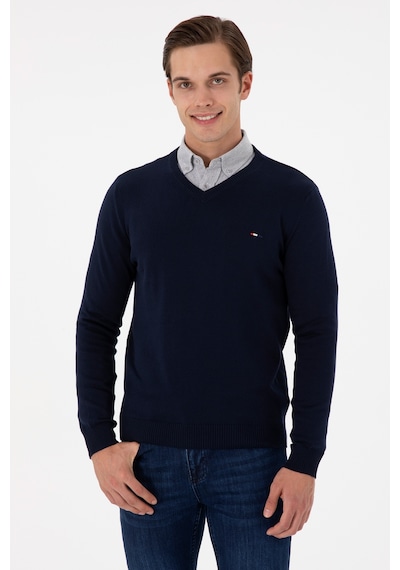 U.S. Polo Assn. Erkek Slim Fit V Yaka Lacivert Basic Kazak 50298283-VR033 U.S. Polo Assn. Erkek Slim Fit V Yaka Lacivert Basic Kazak 50298283-VR033
