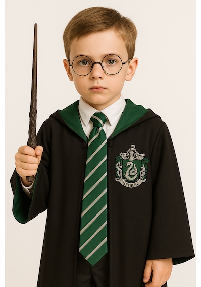 Kg Harry Potter Premium Kostüm Seti Cübbe - Asa - Gözlük Slytherin Yeşil