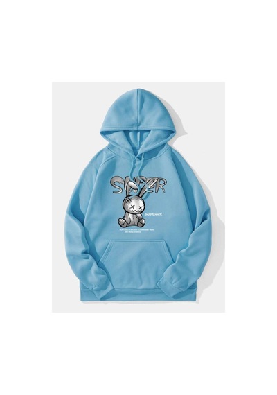 Altamira Tavşan Baskılı Oversize Kapüşonlu Sweatshirt 001