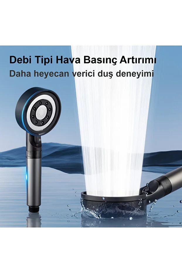 Filtreli Duş Başlığı Klor Kireç Azaltıcı Yüksek Basınçlı Tasarruflu Siyah