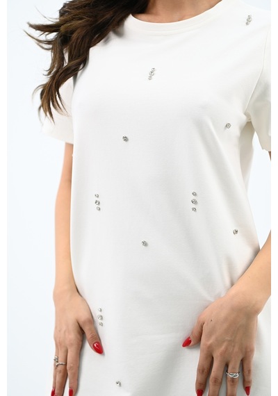 Koza Butik Kadın Taşlı Kısa Kollu Elbise 5212-24 001