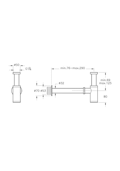 VitrA Origin Lavabo Sifonu T Tipi Mat Siyah A4512336 Siyah