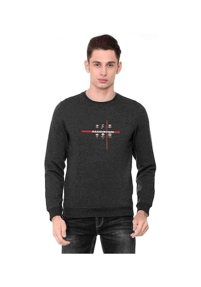 Rammstein Logo Metal Rock Music Baskılı Füme Erkek Örme Sweat