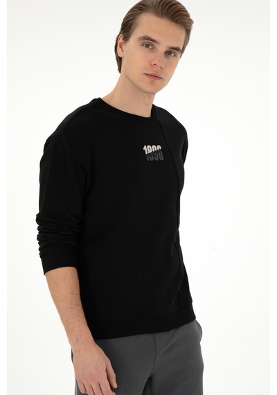 U.S. Polo Assn. Erkek Comfort Fit Bisiklet Yaka Siyah Sweatshirt 50293430-VR046