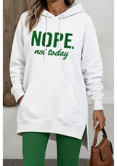 Mareandpanda Kadın Uzun Kollu Kapşonlu Bağcıklı Viskon Iki Iplik Sweat YEŞİL