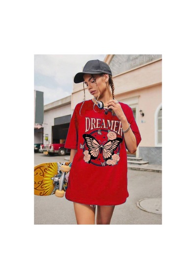 Medinenur Dreamer Baskılı Unisex Tshirt Kırmızı
