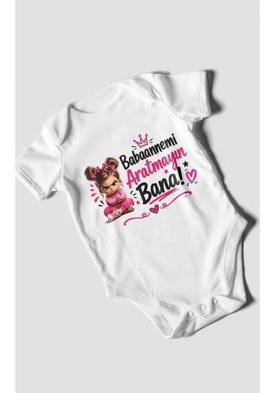Morivokids Babaanneye Özel Kısa Kollu Bebek Body %100 Pamuk Beyaz