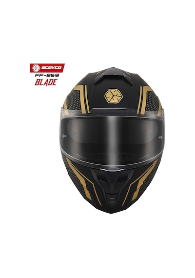 Scoyco FF-869 Blade Güneş Vizörlü Kapalı Kask Gold - Mat Siyah