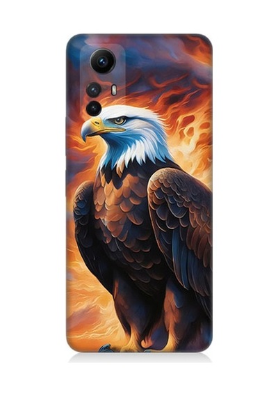 Xiaomi Redmi Note 12s Uyumlu Siyah Beyaz Kartal Desenli Silikon Kılıf