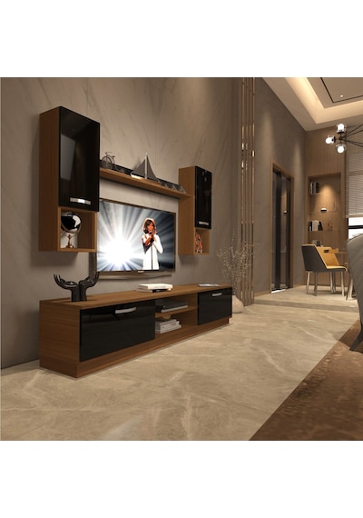 Decoraktiv Eko 5dab Slm Dvd Tv Ünitesi Tv Sehpası Ceviz - Siyah