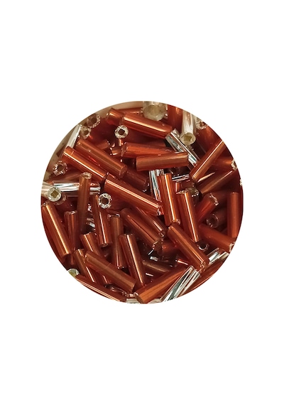 Uzun Boru Kesme Boncuk Çap 2mm Uzunluk 10 Mm - 60 Gram - Kahverengi Gümüş - Bnc301