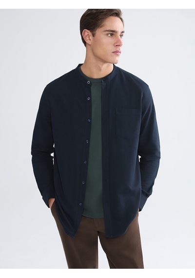 Lcwaıkıkı Classic Lacivert Regular Fit Hakim Yaka Uzun Kollu Erkek Gömlek