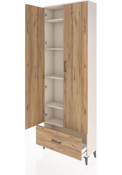 Arges Dolap 5 Raflı Tek Çekmeceli 2 Kapaklı 88x30x243 Aytaşı-çam Aytaşı