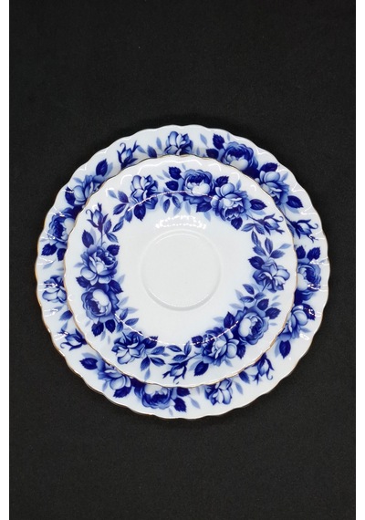 Aristocrat Bone China Porselen Duble Kahve Fincanı Ve Tabakları 3 Parça 120 Ml Lacivert