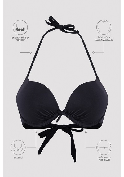 Penti Push Up Destekli Siyah Bikini Üstü