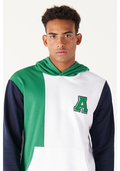 AC&Co / Altınyıldız Classics ERKEK BEYAZ YESIL Standart Fit Normal Kesim Kapüşonlu Pamuklu Çizgili Sweatshirt Beyaz AC&Co / Altınyıldız Classics ERKEK BEYAZ YESIL Standart Fit Normal Kesim Kapüşonlu Pamuklu Çizgili Sweatshirt Beyaz