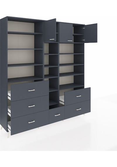 Hyperion Dolap 17 Raflı 6 Çekmeceli 3 Kapaklı 220x44x243 Antrasit-antrasit/antrasit Çok Renkli Hyperion Dolap 17 Raflı 6 Çekmeceli 3 Kapaklı 220x44x243 Antrasit-antrasit/antrasit Çok Renkli