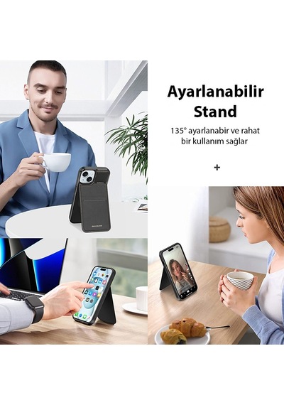 Dux Ducis Apple Uyumlu iPhone  14 Plus Rafi Series Magsafe Premium Deri Kılıf