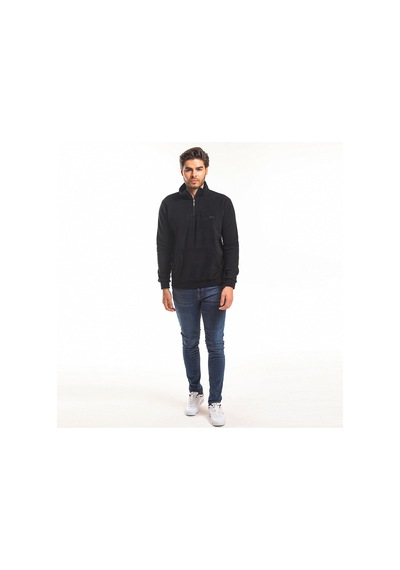 Slazenger SOLID IN Erkek Fermuarlı Dik Yaka Cepli Siyah Polar