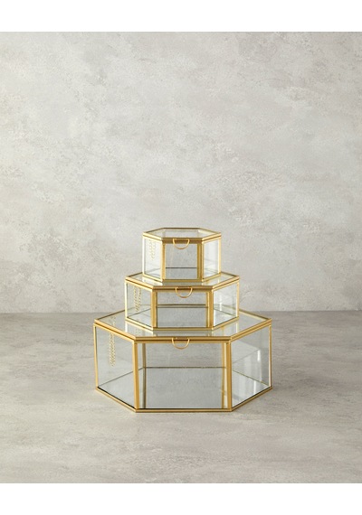 English Home Deluxe Cam Dekoratif Kutu 14x16x6 Cm Gold
