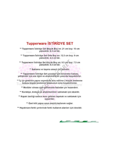 Tupperware Beslenme Seti İstiridye Şirinler Hsgl N11.20613