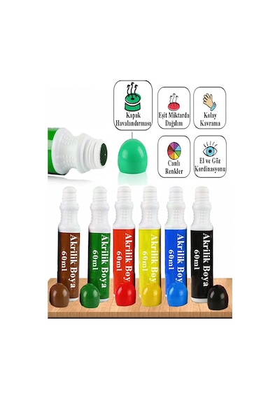 Sıvı Akrilik Boya 6 Renk 60 Ml 1 Paket Masis Likit Akrilik Boya 6 Lı Akrilik Markör Mürekkep Grafiti Ahşap Plastik Çok Renkli