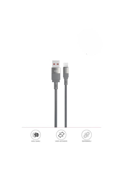 Torima U18 USB /Lightning Şarj Ve Data Kablosu Gri