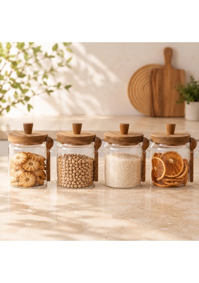 Akasya Kapaklı Kaşıklı Cam Kavanoz 450 Ml 4'lü Set, Şeffaf Cam Saklama Kavanozu, Ahşap Kapaklı Kaşıklı Mutfak Düzenleyici, Baharat Kahve Şeker Bakliyat Kuruyemiş Kavanozu Çok Renkli Akasya Kapaklı Kaşıklı Cam Kavanoz 450 Ml 4'lü Set, Şeffaf Cam Saklama Kavanozu, Ahşap Kapaklı Kaşıklı Mutfak Düzenleyici, Baharat Kahve Şeker Bakliyat Kuruyemiş Kavanozu Çok Renkli