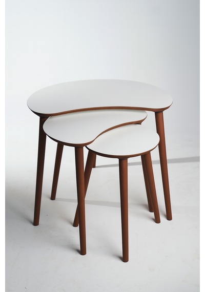 Berlin 3'lü Zigon Sehpa &100 Mdf Beyaz