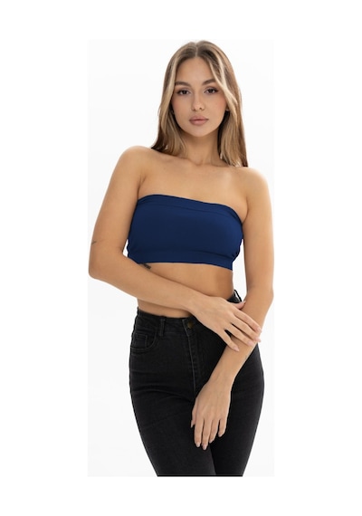 Mistirik Palude Model Straplez Bluz Örme Semaless Mdeol Bluz Bondeo Lacivert Renk Lacivert