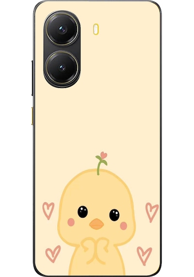 Poco X7 Pro Uyumlu Sevimli Civciv Ve Kalp Desenli Baskılı Silikon Kılıf Renkli