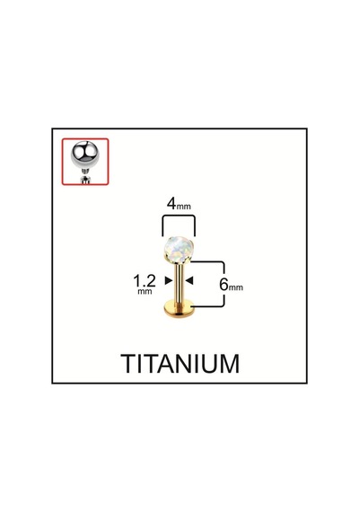 %100 G23 Titanyum Titanyum Altın Beyaz Opal Taşlı Kıkırdak Tragus Labret Piercing Pembe