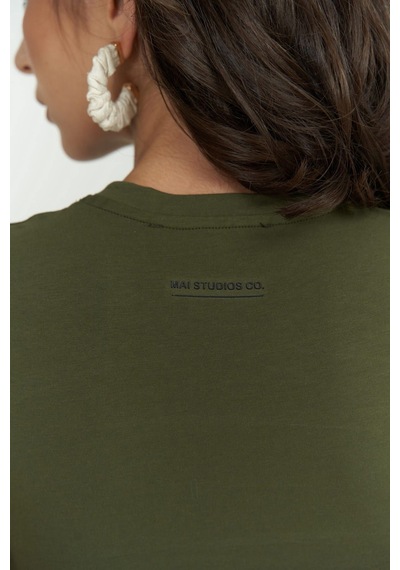1604 - Mai Collection Toppin Haki Penye Crop Haki