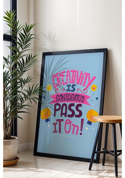 Creativity İs Contagious Pass It On Çerçeveli Tablo - Yaratıcılık Bulaşıcıdır Motivasyon Poster Tablo