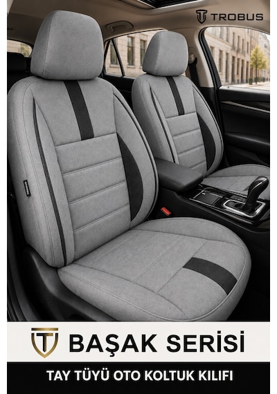 Opel Zafira 5 7 Kişi Oto Koltuk Kılıfı 2003-2011 Gri Başak Serisi Tay Tüyü Tam Set Gri