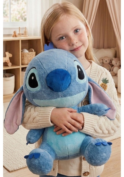 60 Cm Büyük Boy Stitch Peluş Oyuncak Sevimli, Yumuşacık Hediye & Koleksiyon Ürünü Mavi